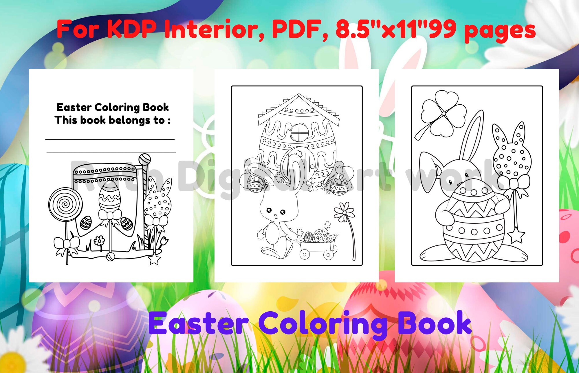 Download Easter Coloring Book Kdp Interior Ready 8 5x11 Etsy