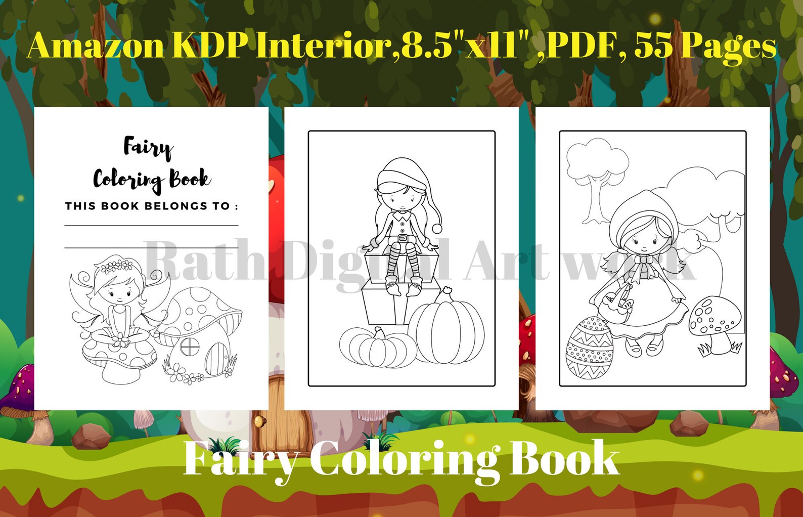Download Fairy Coloring Book for Girl For KDP interior PDF | Etsy