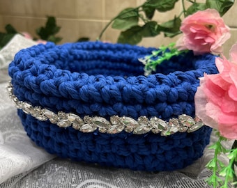 handmade basket, handmade crochet basket, lace basket, basket for sale