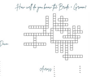 Custom Wedding Crossword Puzzle