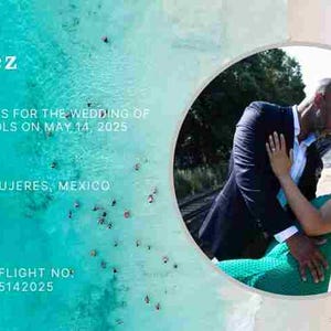 Réservez votre date de mariage à destination, carte d'embarquement