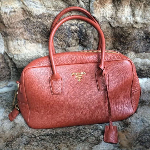 Burnt Orange Leather Prada Handbag