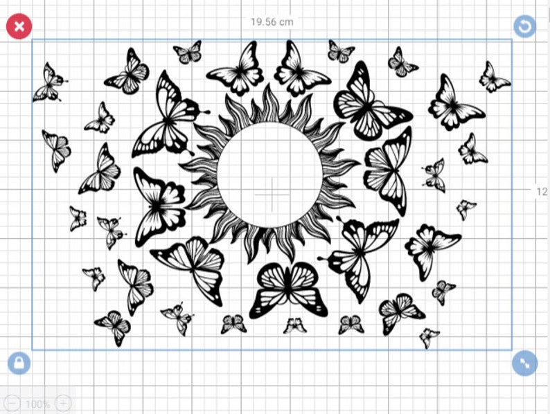 Download Sun with Butterfly Full Wrap Starbuck Wrap pattern svg png ...