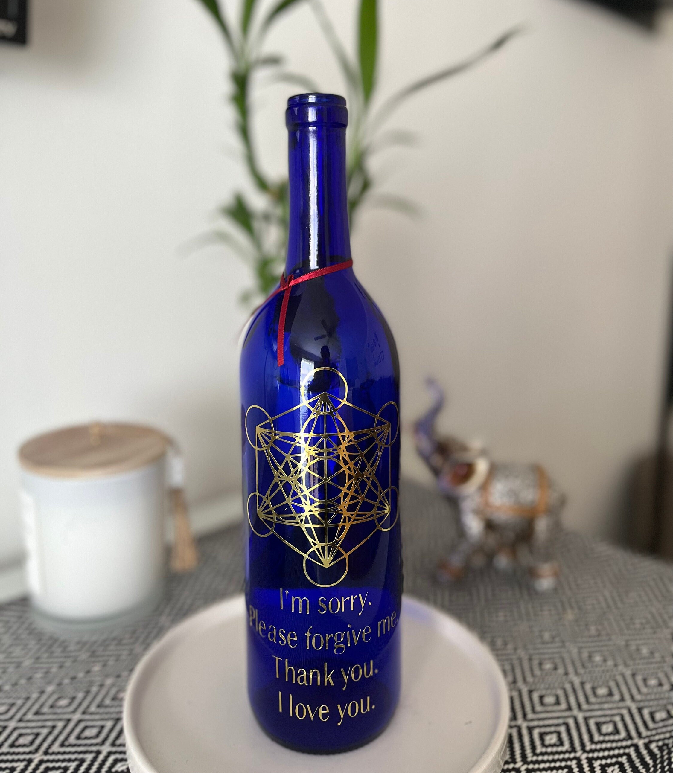 Blue Solar Water Bottle, Reusable, 750ml Ho'ponopono, Metatron