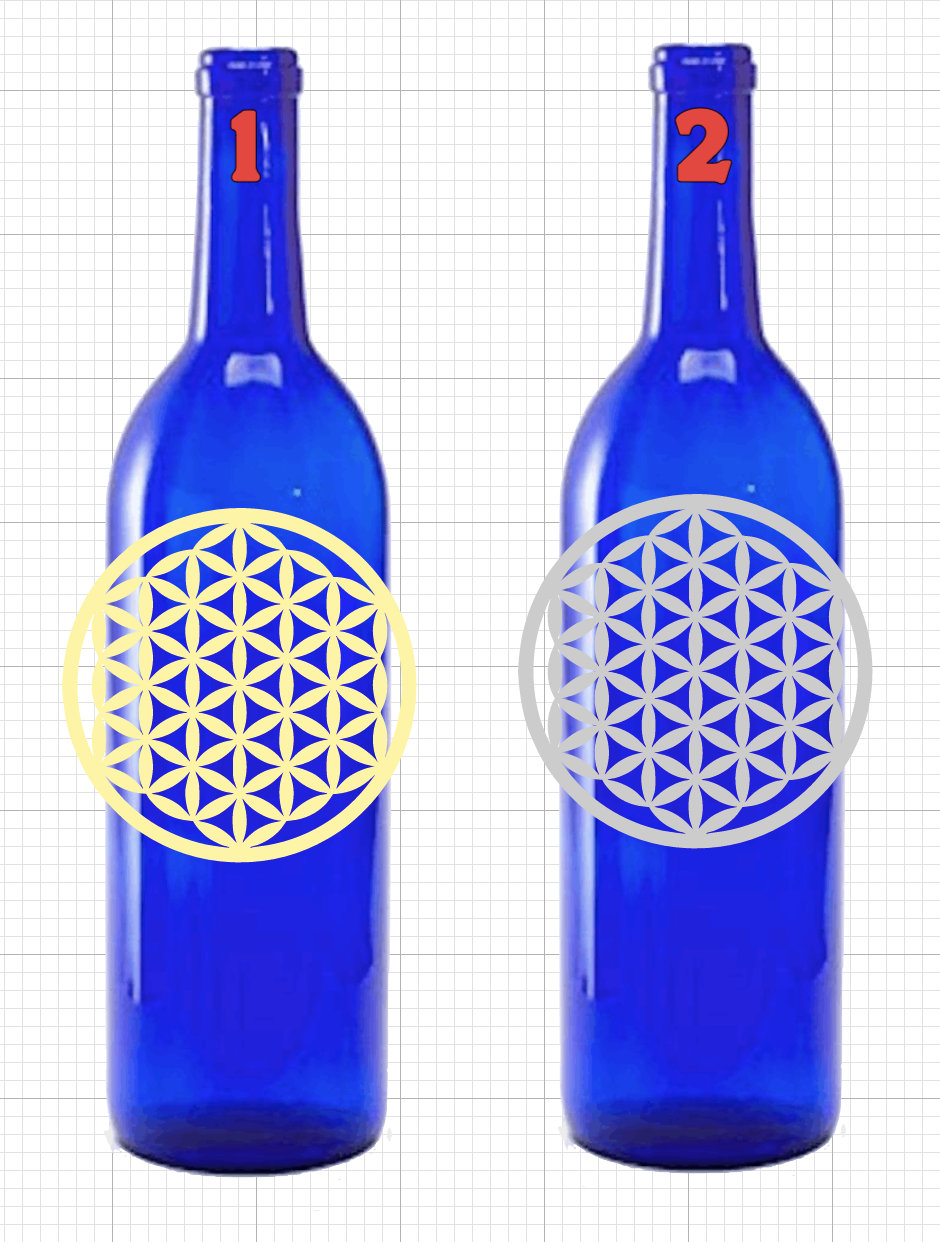 Blue Water Bottle, Reusable, blue Solar Water 750 Ml Ho'ponopono, Flower of Life, Solarized