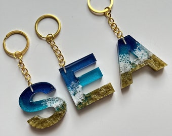Alphabet Keychain Ocean Resin Keychain Beach Themed Keychains Online
