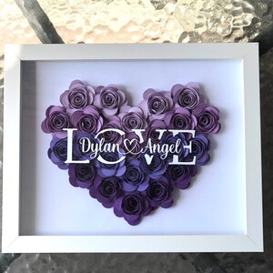 Mom Heart Shaped Monogram Flower Shadow Box | Mom Mothers Day Gift Daughter and Kids | Customized Gift for Mothers Day, Birthday, Christmas