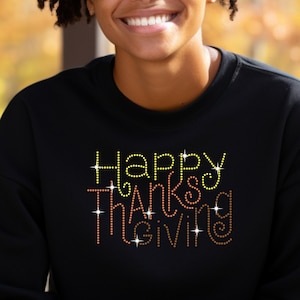 Thanksgiving Rhinestone Shirt, Rhinestone shirts for women, Fall shirts for women, Fall Rhinestone Shirts, Fall clothing for women sweaters