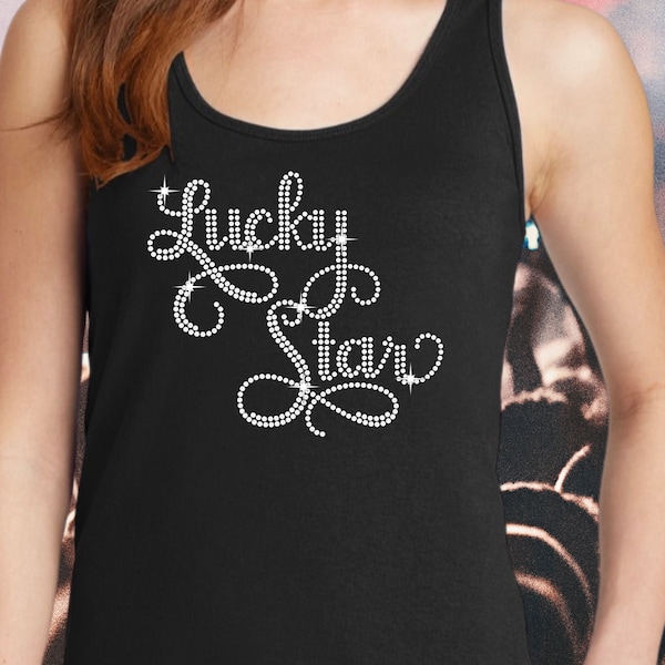 Lucky Star rhinestone shirt for women, bedazzled shirt for celebration 2024 tour, material girl chic gift for madonna 2024 celebration