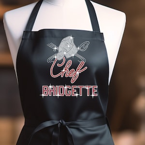 Custom Apron with rhinestones and 2 pockets for women, Stylish Personalized Bling Chef Apron for Cooking & Entertaining, Christmas Gift