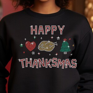 Happy Thanksmas Sweatshirt, Thanksgiving Christmas shirt, Womens Fall Sweater, Thanksgiving Sweater, Thankful Sweatshirt, thankful gift