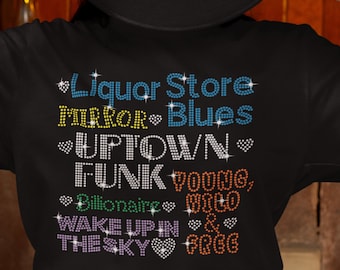 Bruno Inspired Rhinestone Shirt gift for women, Mothers Day gift for Mothers and Fans, Hooligans Bling tees for concert, Bruno Collabs