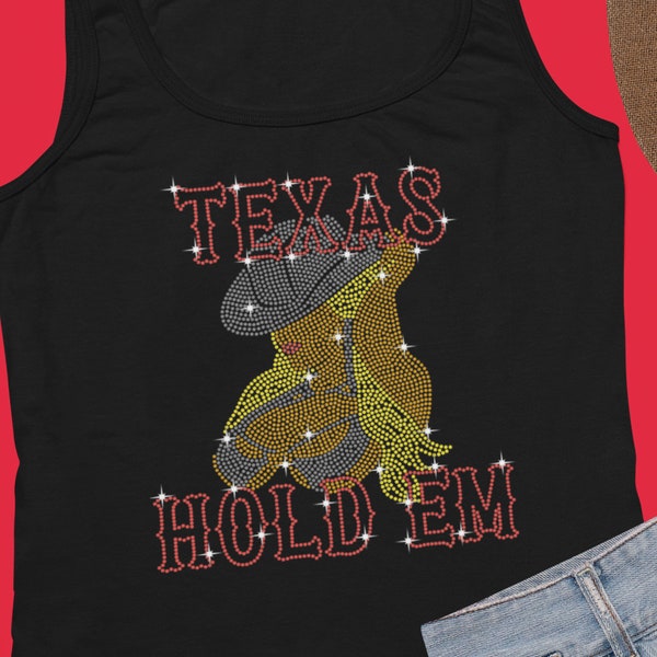 Rhinestone Cowgirl Texas Hold Em Shirt, Gift for country western women, bling tee for rodeo, country music concert outfit, beyonce-inspired