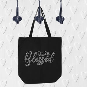 Blessed Tote Bag, Bible Verse Tote, Christian Canvas Gift, Inspirational Tote Bag, Religious Gift, Church Tote, Scripture Gift, Bling tote