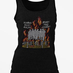 NE New Edition-Inspired Shirt, Rhinestone Concert Shirt, Bedazzled NE Shirt, Music Concert Tee,NE New Edition On Fire Rhinestone Bling Tee Tank