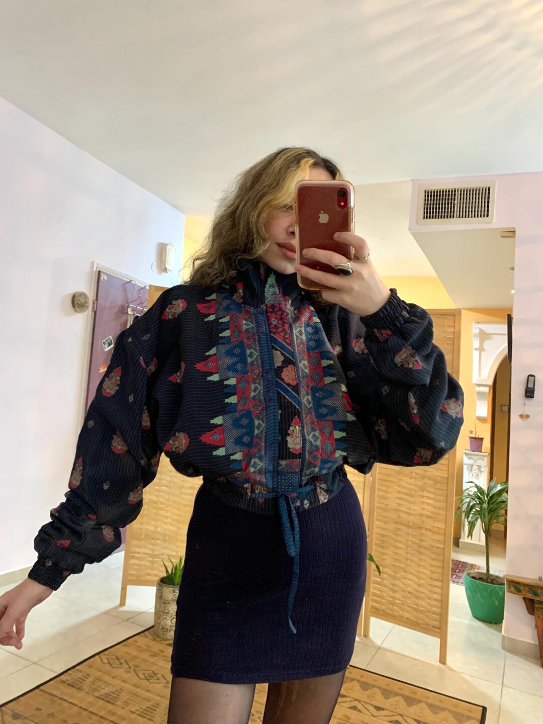 Silk Fleece One of a Kind Mini Jacket Short Waist Zipper Winter Biker