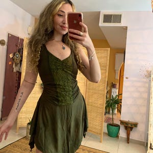 Forest two piece goddess set | mini skirt and cross back top outfit | pixie clothing | elf earthy outfit | dance bohemian set | festival set