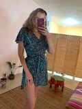 Short bohemian wrap dress | summer shorts dress | floral mini dress | free loss size | silky earthy | festival dress | boho sundress mini product logo