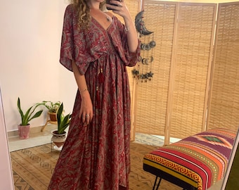 Bohemian long maxi dress | backless dress | free loss size | hippie style | open back dress | royal dress | romantic | loss wide dress