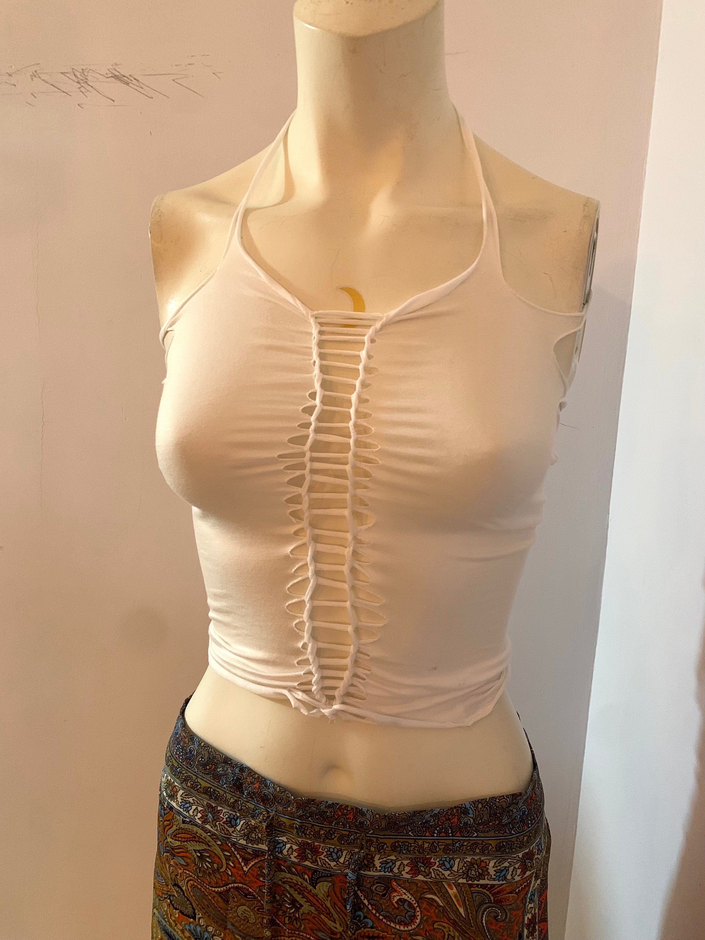 Slit Weave Hand Braided Cotton Top | Festival Clothing | Black Cross ...