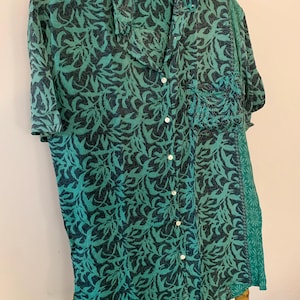 Small hole reduced | Silk vintage buttoned shirt dress | unisex unique shirt | summer silk top | bohemian mini shirt dress | gift for her |