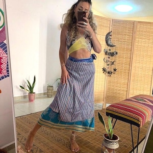 One of a kind silk tree wrap skirt | two in one | bohemian hippie chic | earthy tribal style | vintage skirt | long maxi boho skirt |