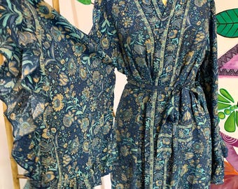 Goddess bell sleeve kimono | bohemian woman clothing | loss flowy jacket | royal long kimono | butterfly sleeve duster | holiday boho ware