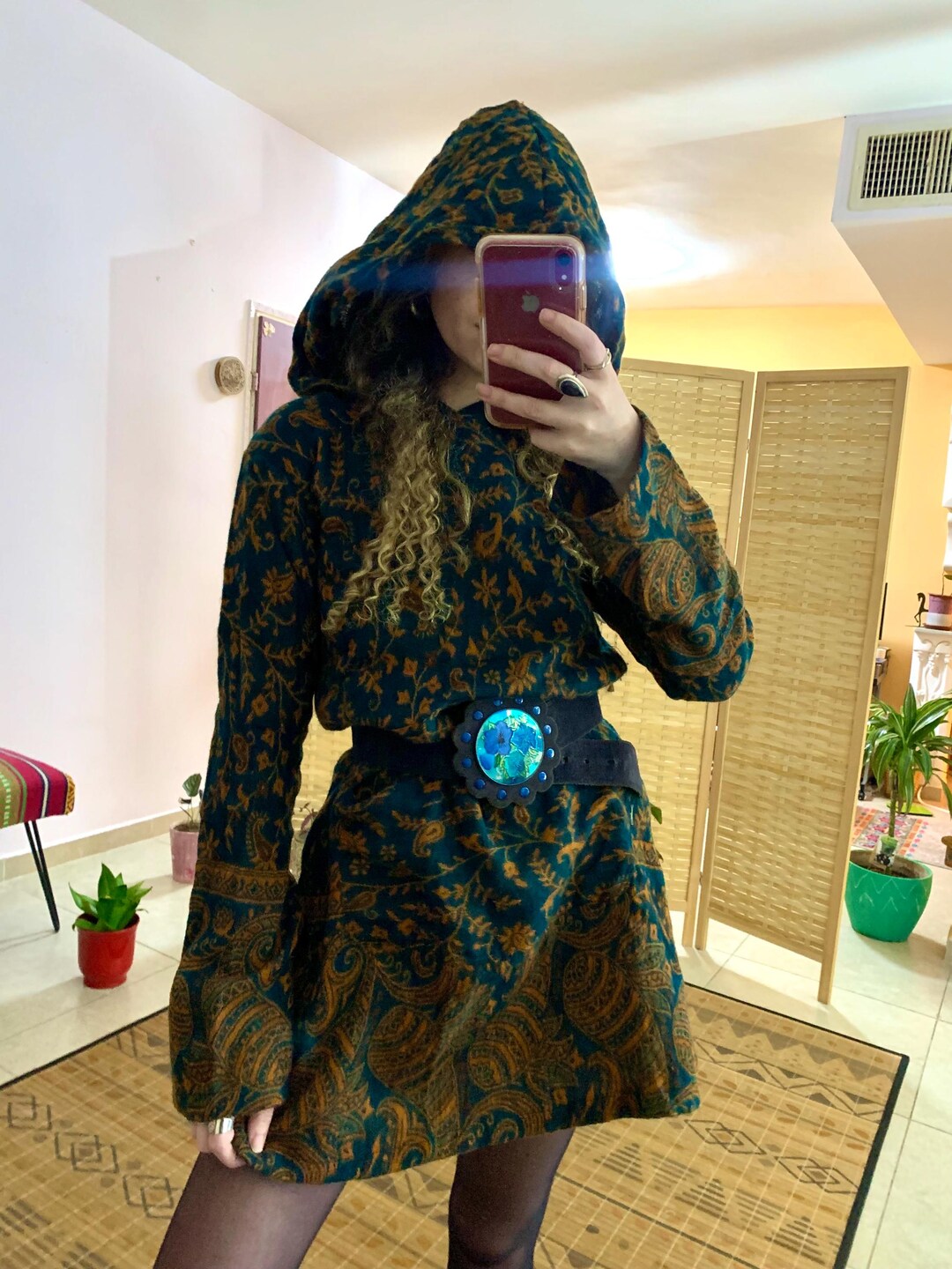 Tribal Wisteria Collar Tunic Dress