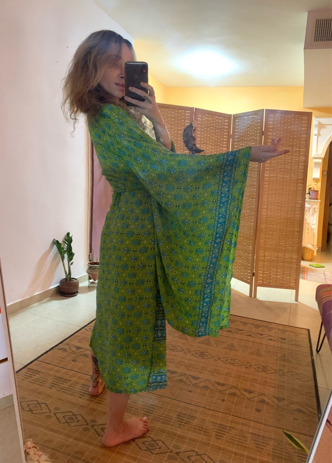 green hippie dress 1970's Green Hippie Handkerchief Dress main image 0