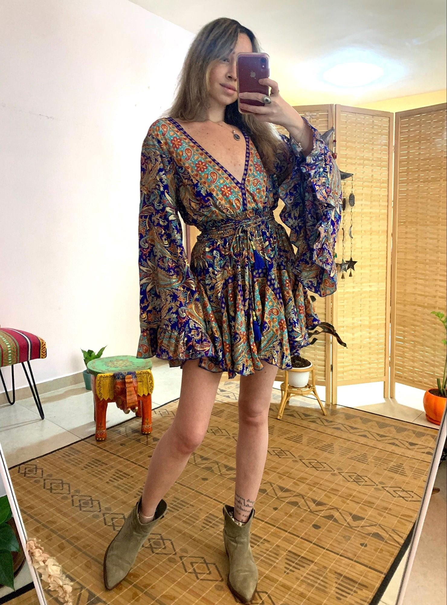green emerald velvet dress Free People Santiago Embroidered Mini Dress Ivory L main image 1