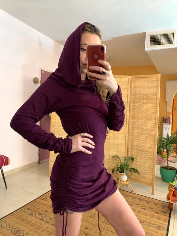 Bohemian hoodie tunic dress | dress sweater | ethnic tunic | hippie style | mini midi long sleeve hood dress | spring Autumn dress | eart