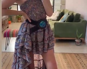 Bohemian short in the front long in the back dress | strapless festival dress | summer long dress | hippie  | goddess dress | high low skirt