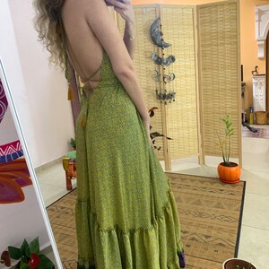 Goddess dress,boho dress, Boho maxi dress | Open back halter dress | Backless slip silk dress | Dress for vacation/festival outfit