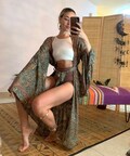 Silky bohemian kimono |  free size | blue midi kimono | bohemian robe | bell sleeve duster kimono jacket | boho clothing for woman | rave product logo