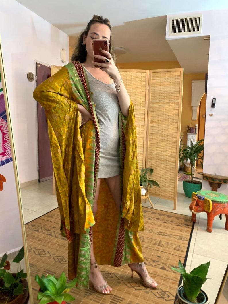 Silk One of a Kind Bell Sleeve Kimono Luxury Silk Cardigan Bohemian