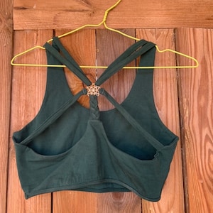 Yoga Crop Top Flower of Life | ethnic backless top | cross back | boho bracelet | festival | earthy clothing | slit weave clothing | Braided