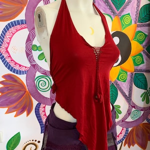Braided back fairy top | ethnic top | lace up backless crop top | festival clothing | pointed halter top | sexy back top | Burlesque Corset