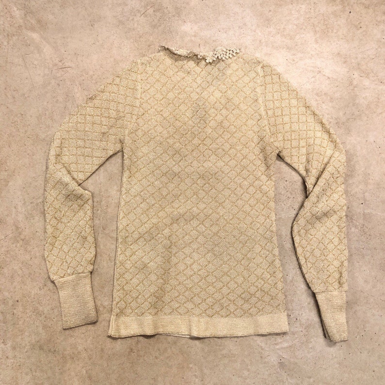 Vintage 1970s Metallic Thread Gold Knitted Top.