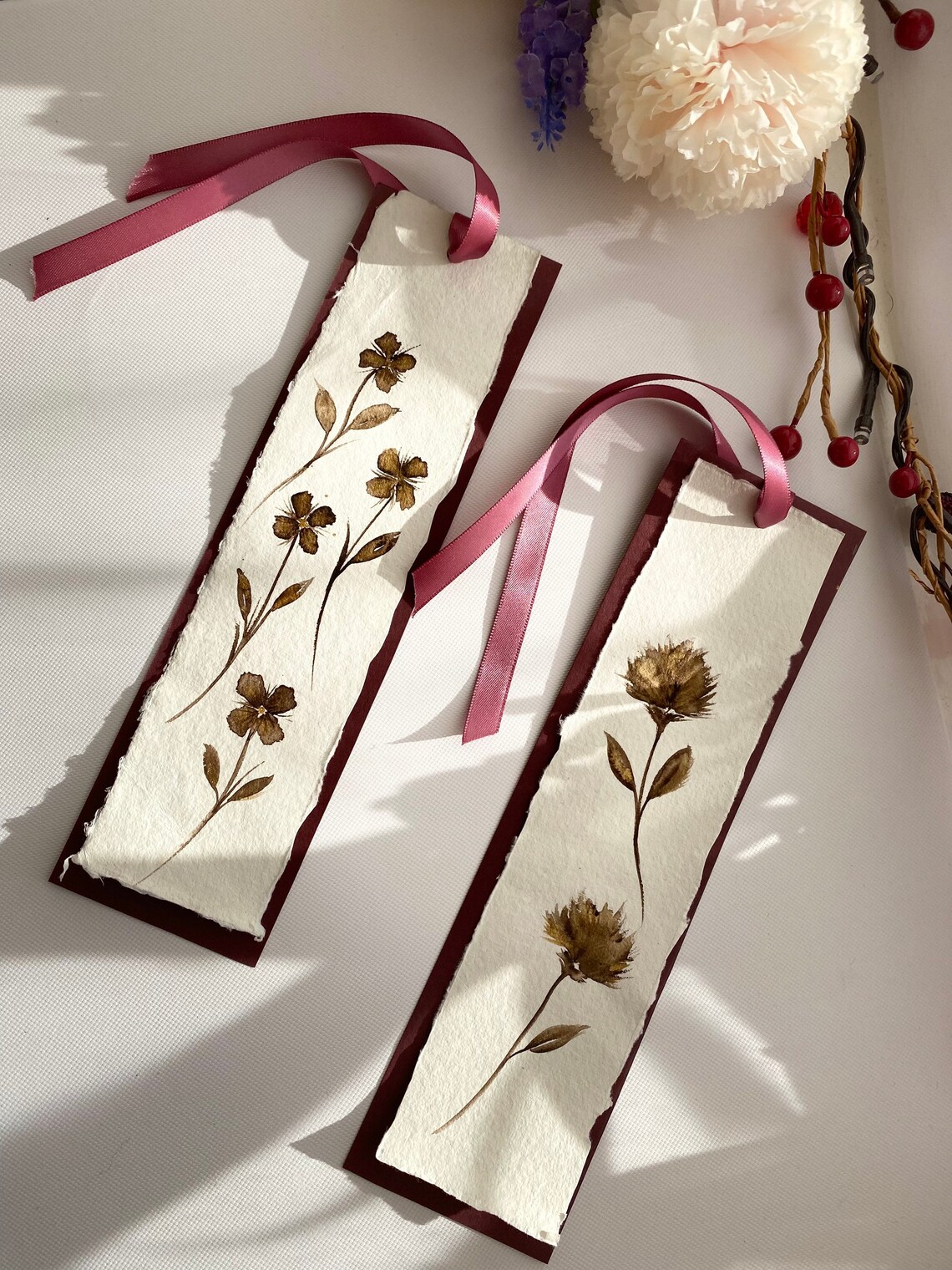 Bookmarks Watercolour hand painted bookmarks floral Etsy