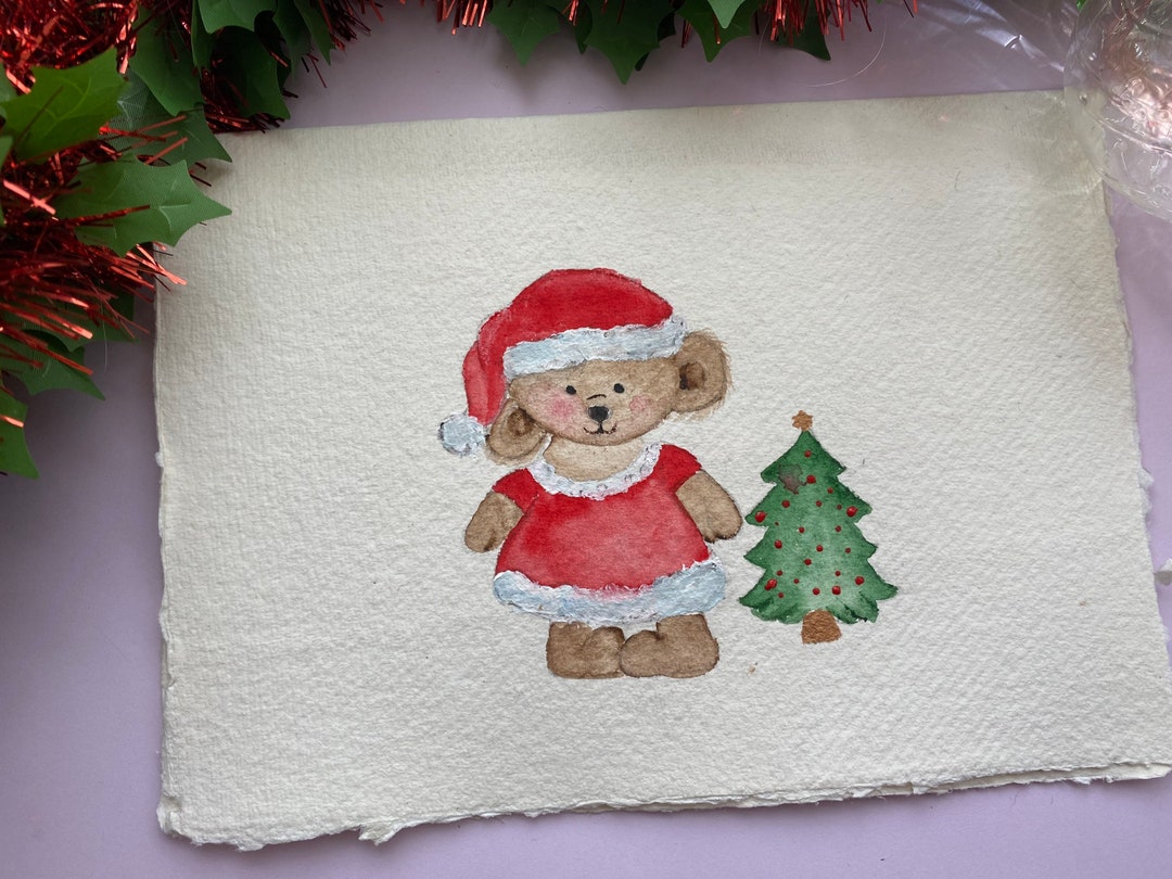 Teddy Bear Christmas Card Christmas Teddy Card Etsy