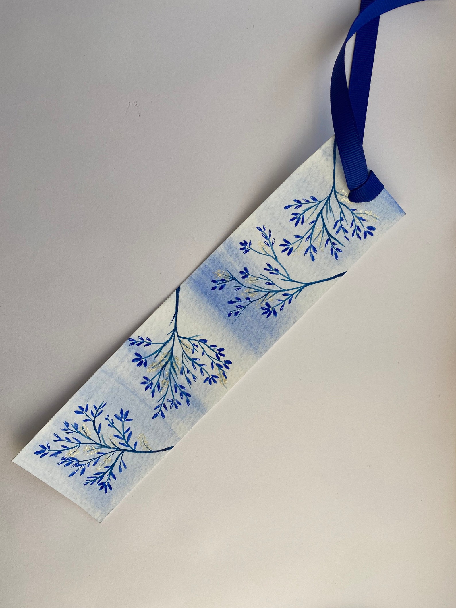 Set of 3 Hand Painted Bookmarks Blue Floral Bookmarks Etsy UK