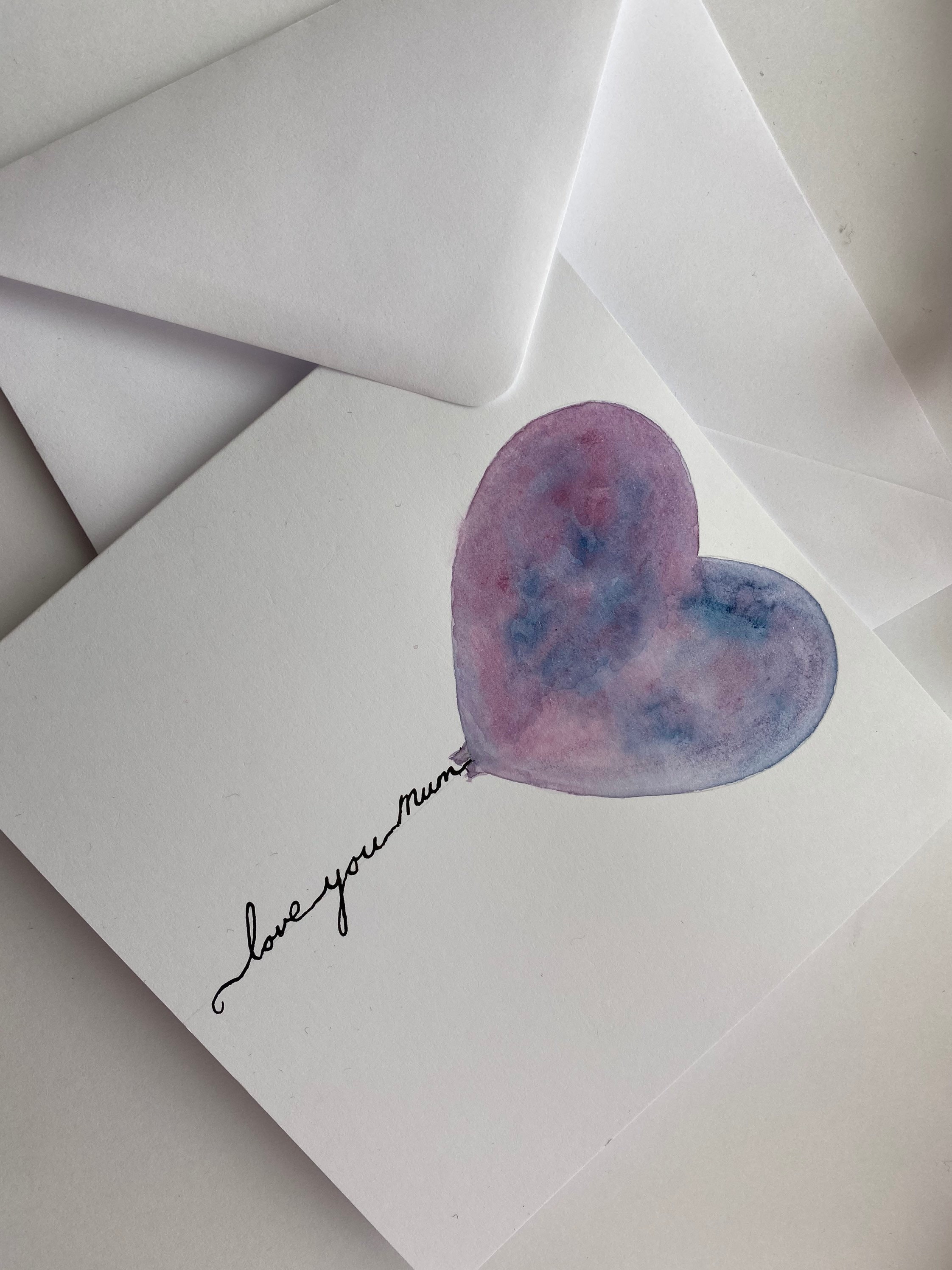 Mothers Day Hand Painted Card Mothers Day Heart Card - Etsy
