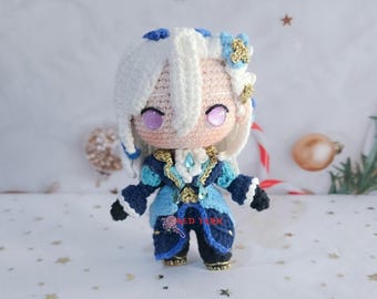 Neuvilette Amigurumi Doll, Handmade Crochet Plush, Genshin Impact Inspired