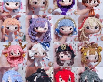 Llavero de ganchillo de Genshin Impact, peluche hecho a mano por fans, amuleto de personaje de anime hecho a mano
