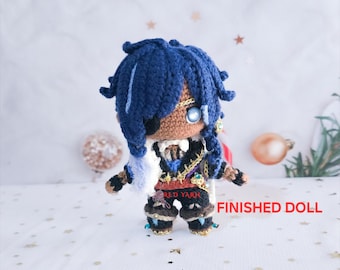 Muñeca amigurumi Kaeya, peluche de crochet inspirado en Genshin Impact