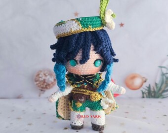 Venti Amigurumi Crochet Doll, Genshin Impact Fan Art