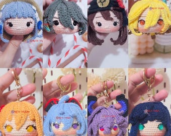 Genshin Impact Crochet Keychain, Fan Made Plush, Handmade Anime Character Charm