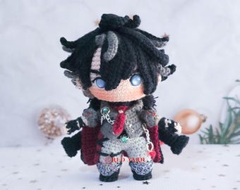 Wriothesley Amigurumi Doll, Handmade Crochet Plush, Genshin Impact Inspired