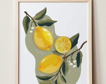 LEMON PRINT- Botanical Art Print / Illustration / By Anna Cheng