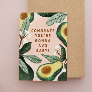 Avocado Karte - Süße Babyparty Karte / Schwangerschafts Karte / Geschenk für werdende Mama / Glückwunsch Karte / 13x18cm